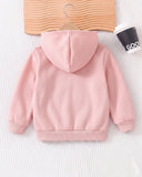 Young Girl Heart Print Hooded Zip-Up Cardigan