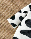 Newborn Baby Winter Hooded One-Piece  Cow Print Romper