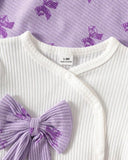 6 pc Newborn Baby Girl Cotton Outfit Set – Purple