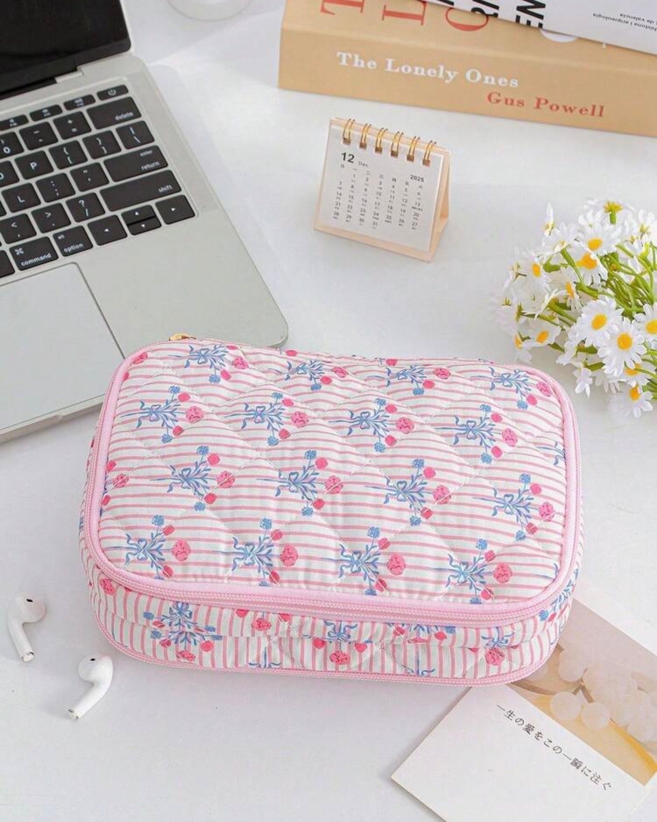 Multicolor Floral Quilted Vanity Organizer Bag