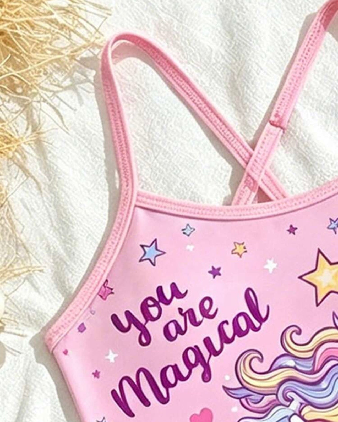 Girls Magical Unicorn Print One-Piece Swimsuit With Skirt