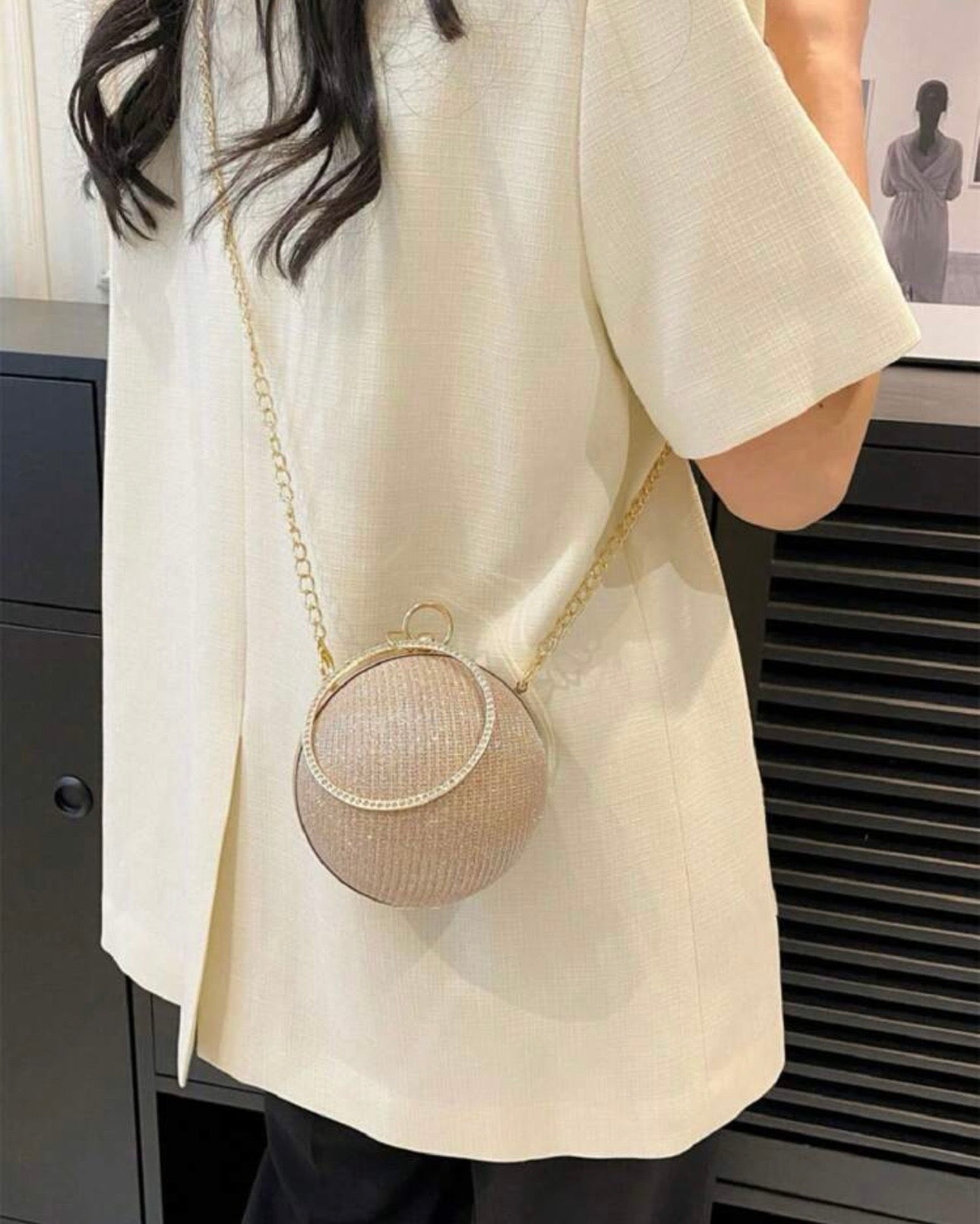 Rhinestone Decor Bucket Bag – Mini Clutch for Party & Bridal Wear