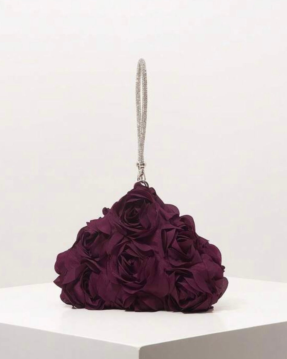 Burgundy Elegant Floral Mini Wallet & Bridesmaid Party Clutch