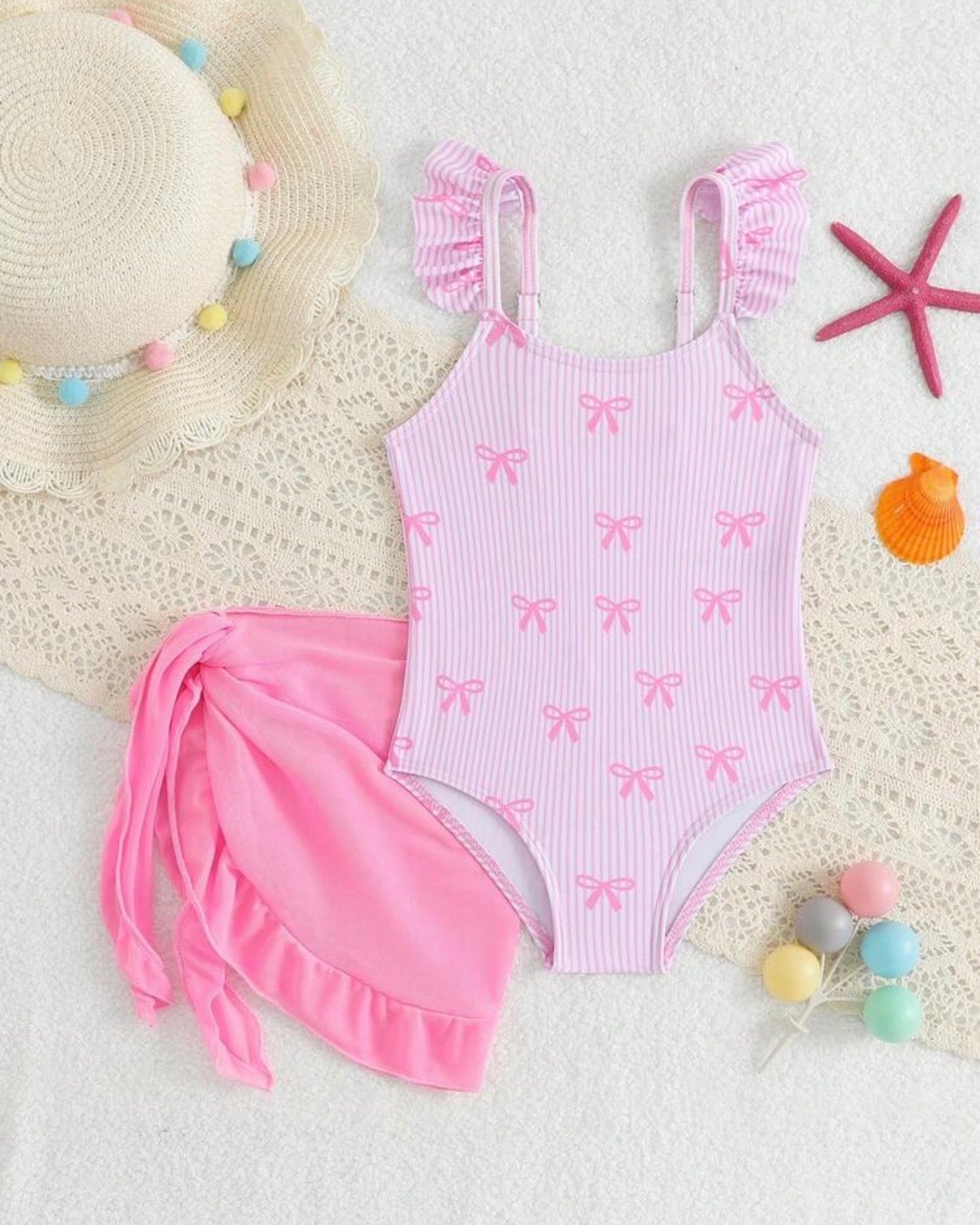 Baby Girls’ Bow Print One-Piece Swimsuit