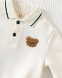 2pcs Baby Boy Bear Knit Pullover Sweatshirt &  Green Winter Pants