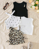 4pc Baby Girl Summer Outfit Set – B&W Tank Tops