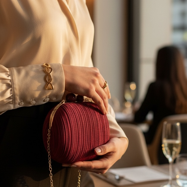Elegant Red Oval Luxury Clutch For Women