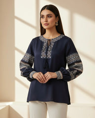 Women  Full Sleeve Placement Print Casual Shirt – Spring/Summer