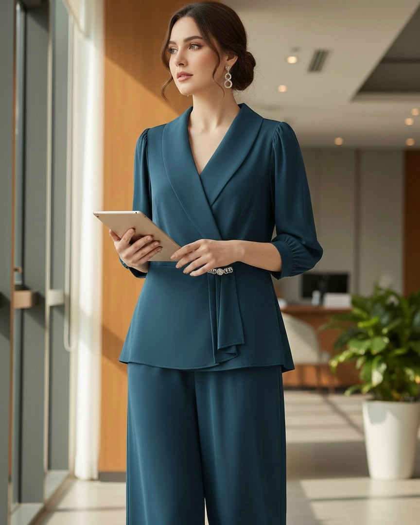 Women Blue Plus Size Co-Ord Set