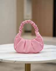 Pink Cloud Handbag for Women – Pleated Shoulder Bag
