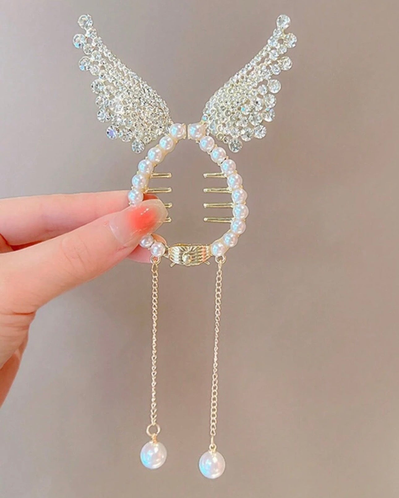 Faux Pearl Tassel Hair Clips