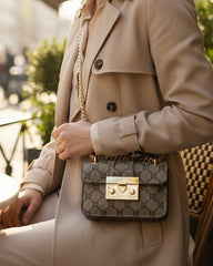 Vintage Chain Mini Crossbody Bag – Gold Lock Edition