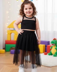 Baby Girl Mesh Insert Tank Top & Mesh Overlay Shorts Set – Summer 2PCS Outfit