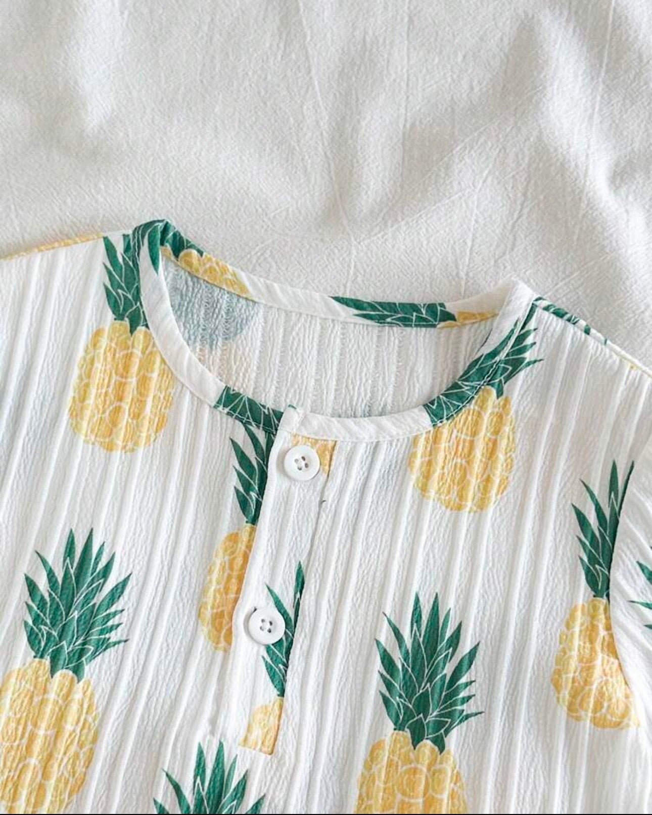 Baby Boy cute Pineapple Print 2PC Summer Set – Half Sleeve T-Shirt & Shorts