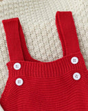 Newborn Baby Girl Red 3D Floral Pattern Knitted Cardigan And Romper