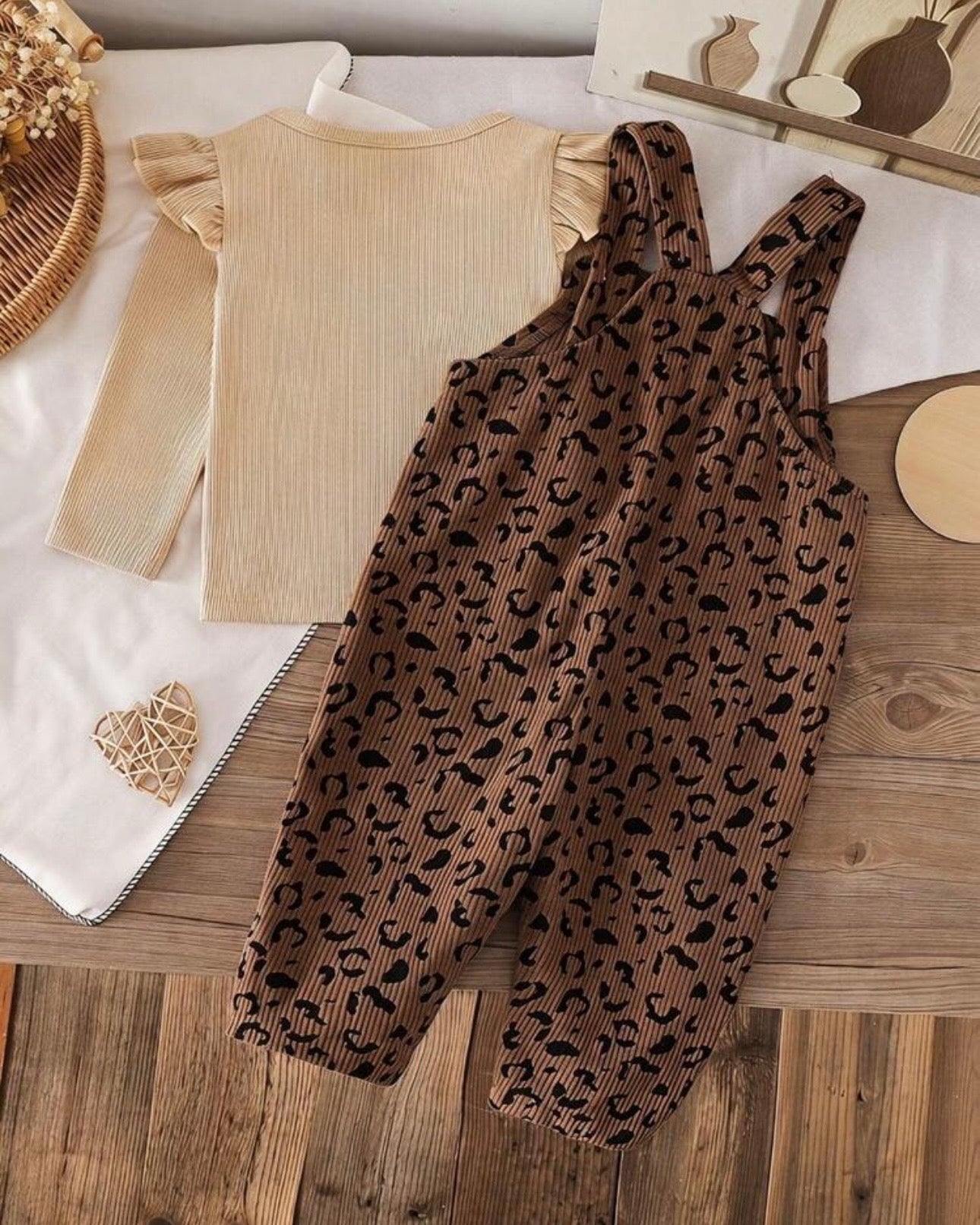 Baby Girl Leopard Print Jumpsuit & Long Sleeve Top Set