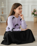 Fashionable Cute Delicate Bow-Tie Top With Half Skirt Suit, Casual Elegant Fashion