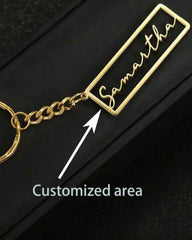 Personalized Stainless Steel Name Keychain with Rectangular Pendant