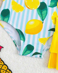 Baby Girl Lemon Print Swimwear - 2pc set