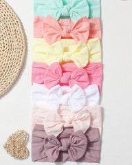 7pcs/Set Candy Color Nylon Bows Headbands Set For Baby Girls
