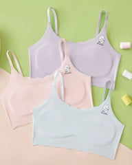 5-Piece Girls’ Colorful Sports Bra Set – Ice Silk Comfort for Everyday Wear