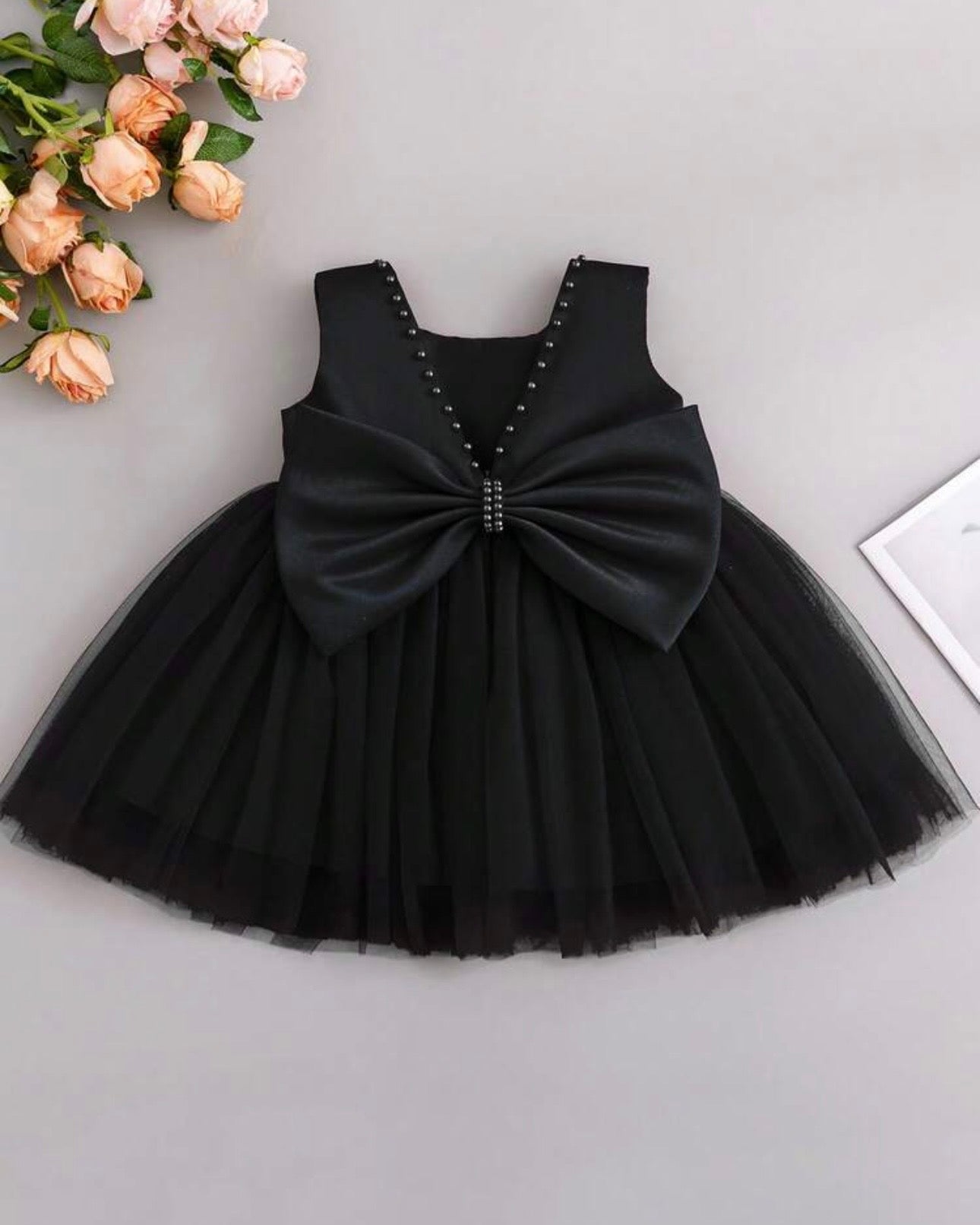 Baby Girls Big Bow Decor Mesh Patchwork Sleeveless Dress (9 Colours)