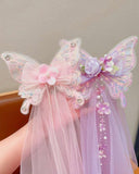 1pc Girls Fairy-Style Colorful Pearl Puff Tulle Bow Ribbon Hair Clip (3 Colors)