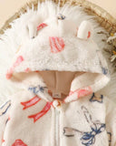Bowknot Double-Sided Plush Baby Hooded Romper