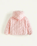 Girls baby pink Fleece Heart Thick Cardigan