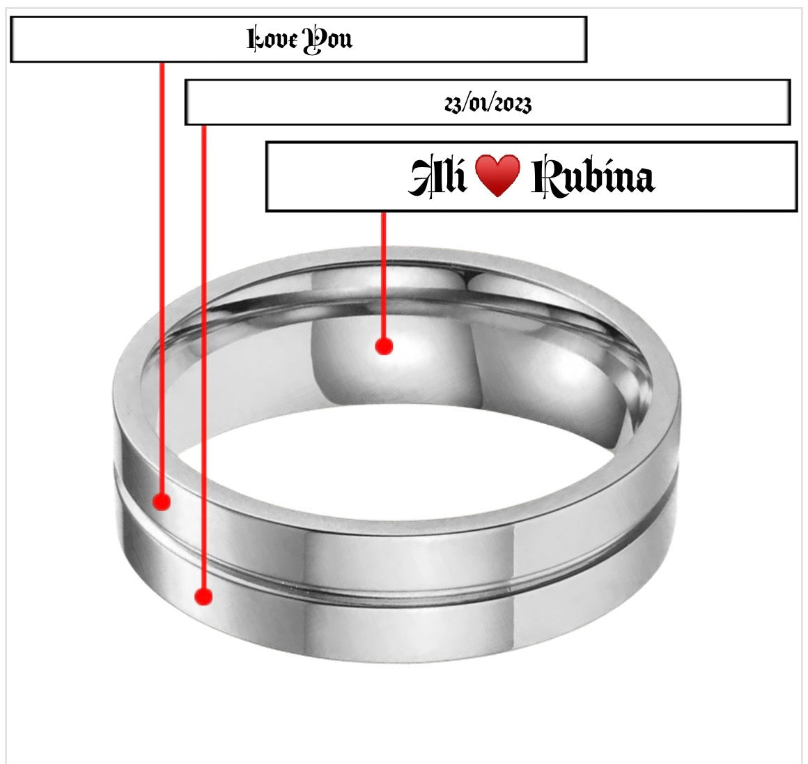 Custom Silver Premium Quality Inner and Outer Engraved Couple Rings