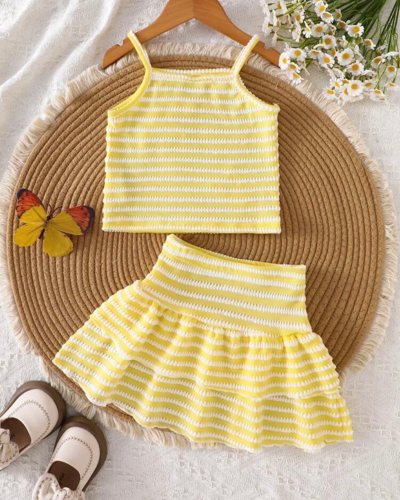 Girls 2pc Summer Outfit Set – Starfish Camisole Top & Skirt