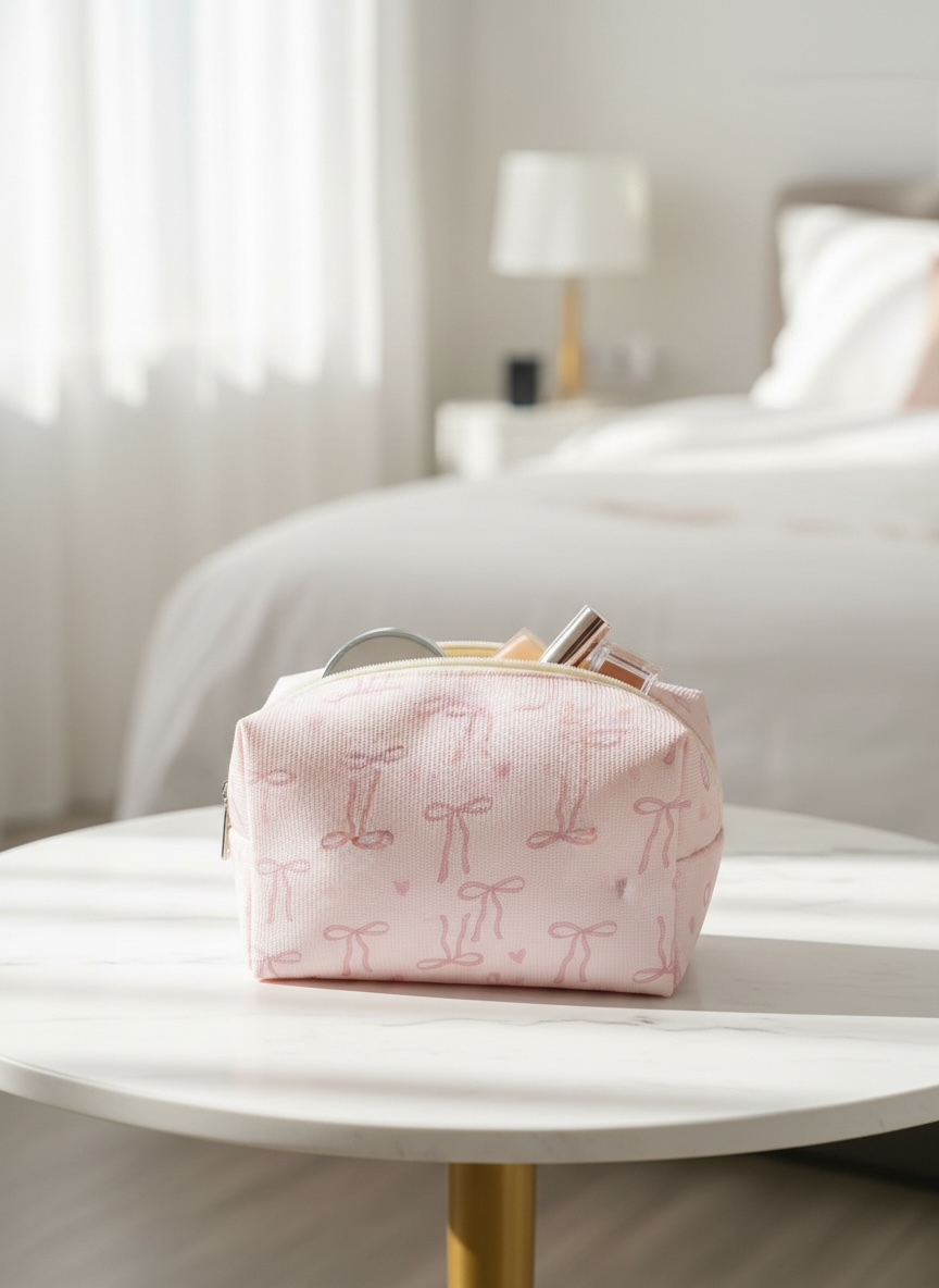 Kawaii Style Pink Bow Vanity Pouch