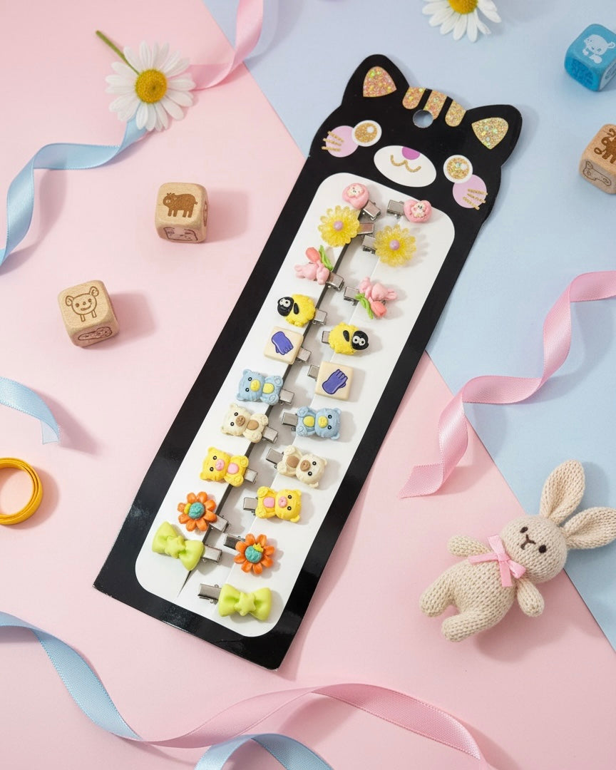 Cute Mini Hair Clips Set (20pcs) – Colorful Charm Snap Clips for Kids & Girls