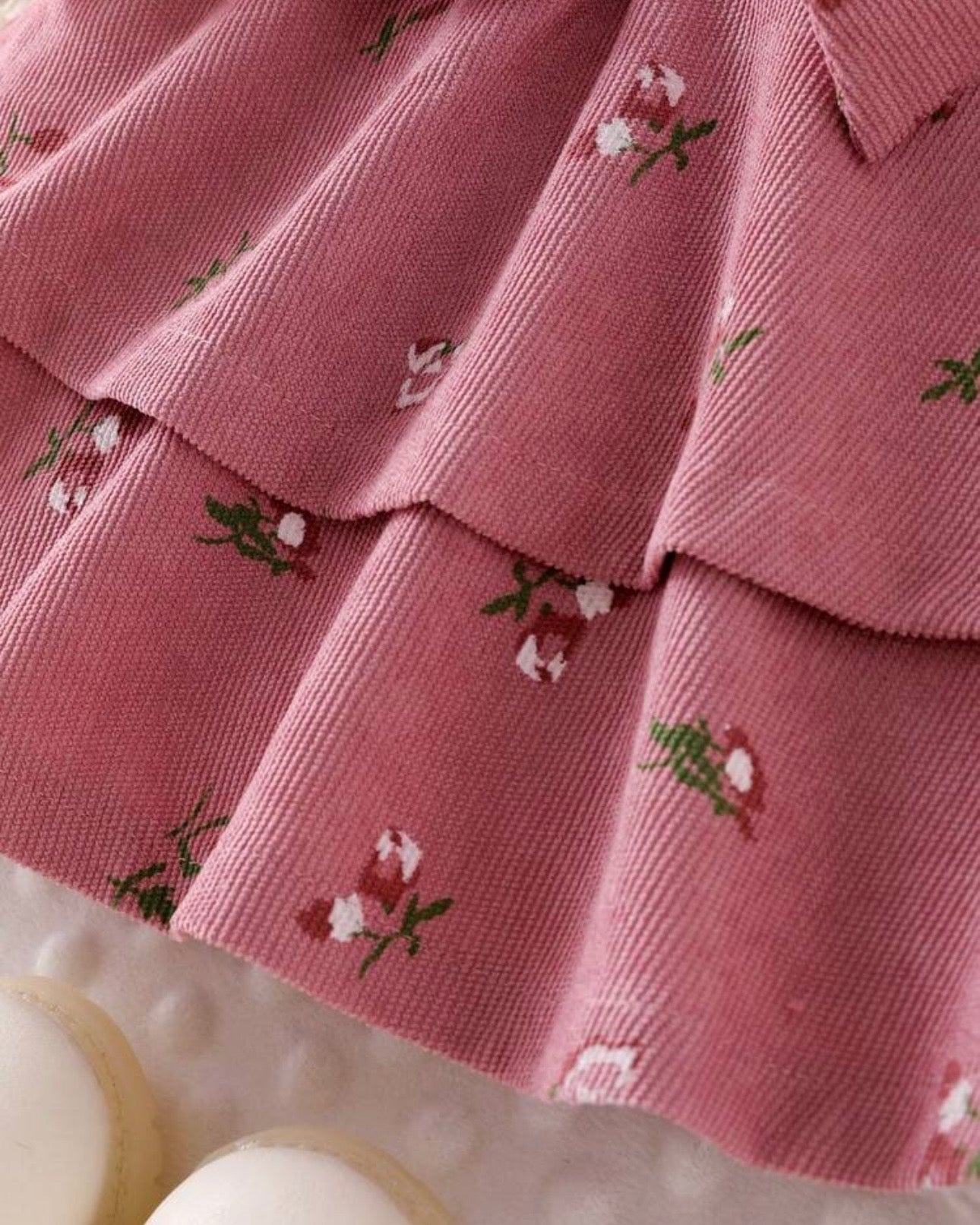 3-Piece Baby Girl  Pink Floral Ruffle Suspender Dress with Top & Bow Headband