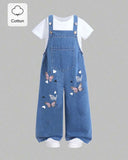 Tween Girls Butterfly print Denim Over all