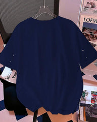 Women’s Navy Blue Beaded T-Shirt
