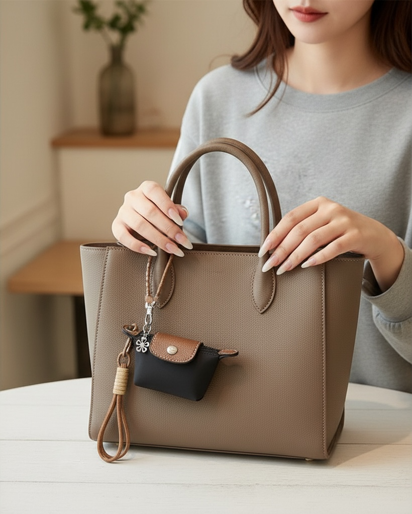 Mini PU Leather Bag – Black & Brown Bag Charm