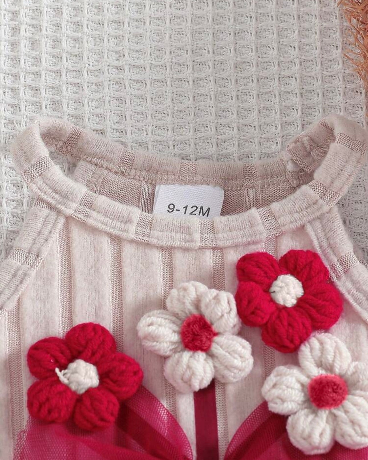Burgundy Crochet Flower Halter Top & Ribbed Shorts Set – 2PCS Summer Outfit