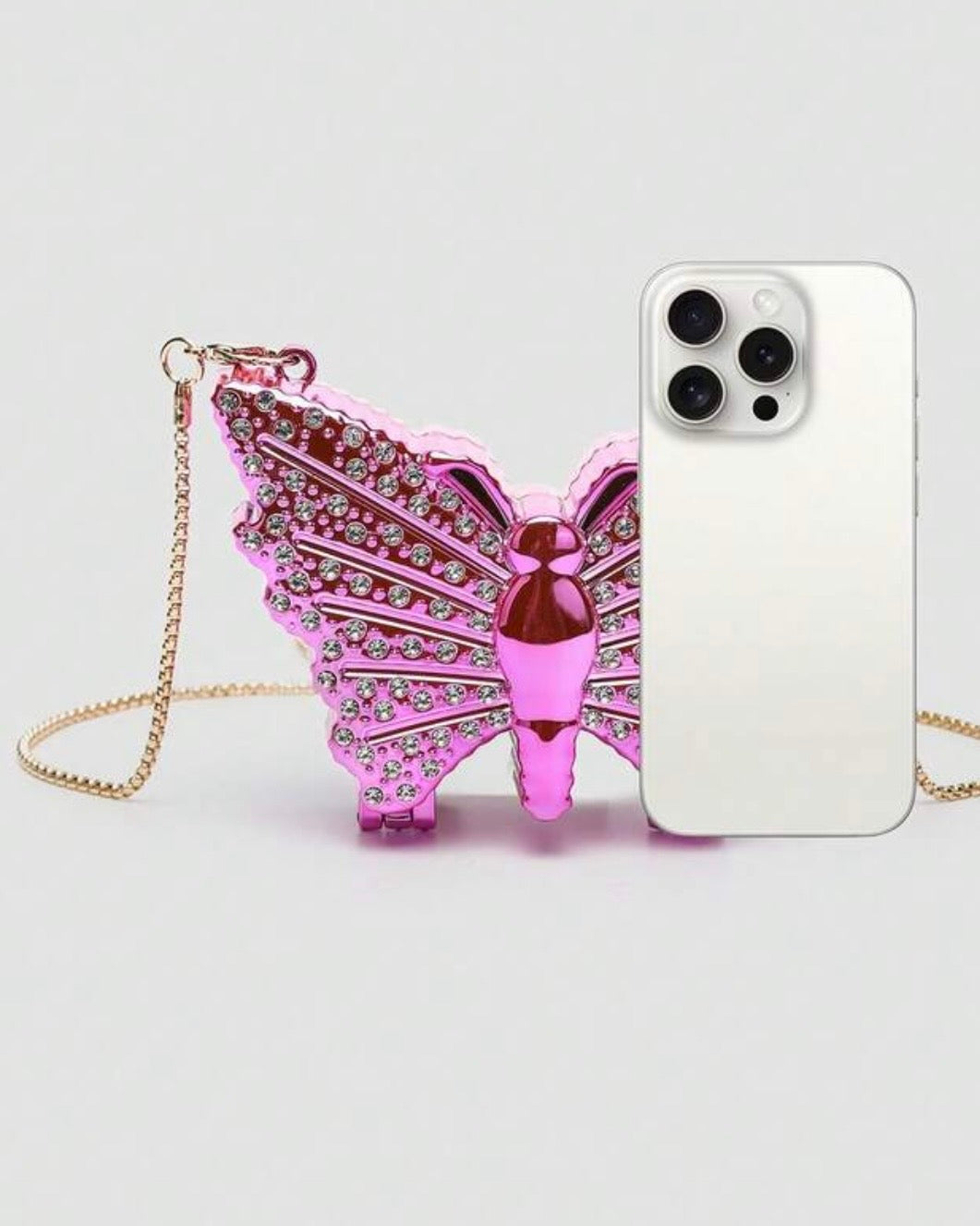 🦋 Mini Metallic Rhinestone Butterfly Clutch Bag