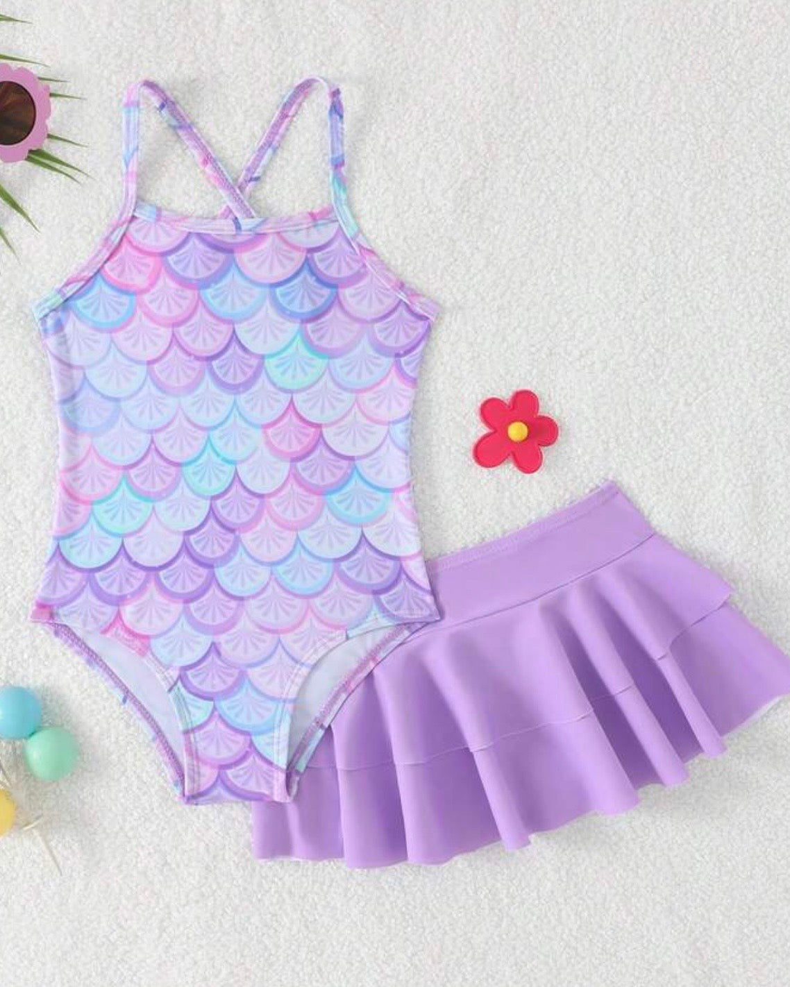 Baby Girl Mermaid Print Swimwear - 2pc set