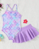 Baby Girl Mermaid Print Swimwear - 2pc set
