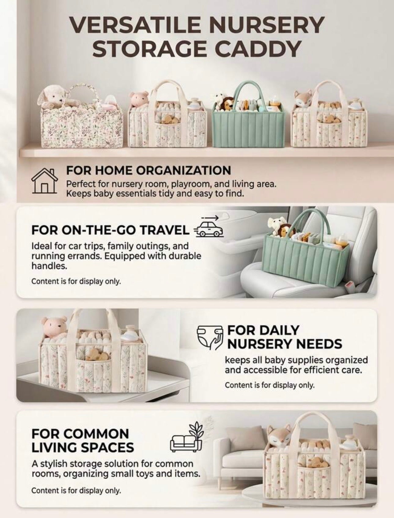 Premium Caddy Organisers for Baby Items (3 Designs)