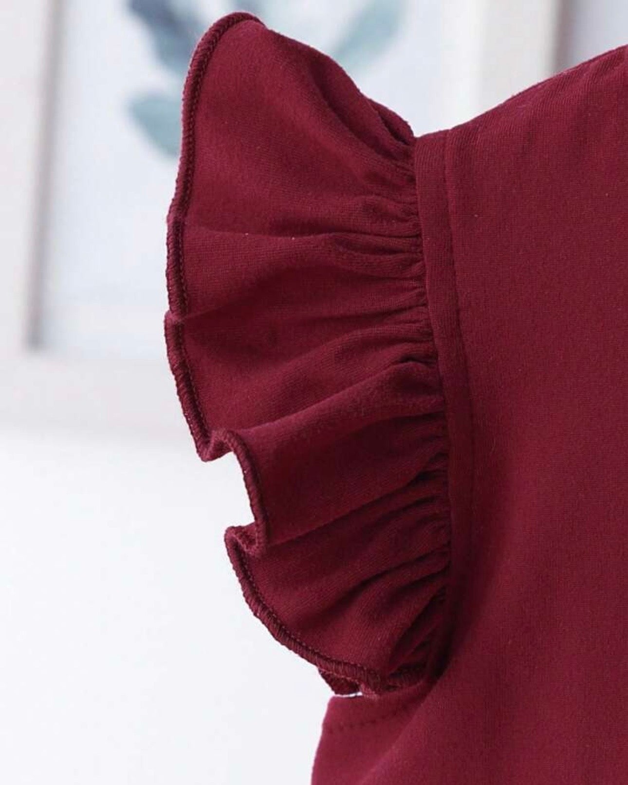 Girls’ Burgundy Flutter Sleeve Co-Ord Set