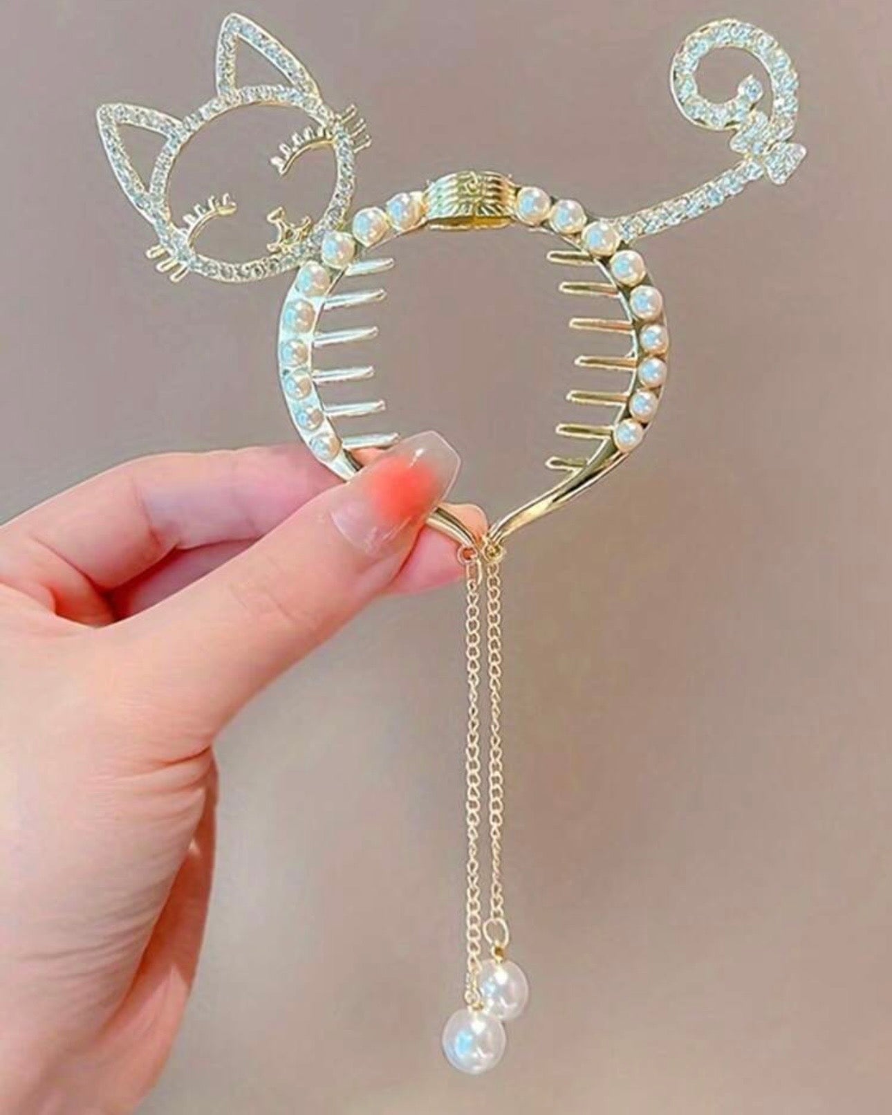 Faux Pearl Tassel Hair Clips