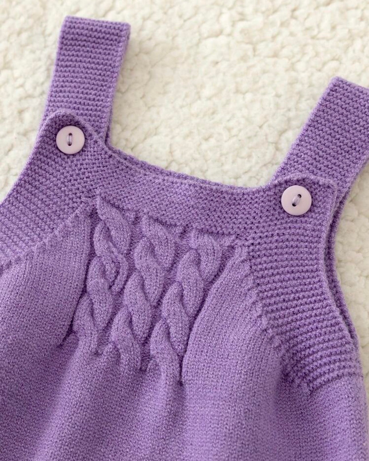 Newborn Baby Girl Purple Strawberry Pattern Knitted Cardigan and Romper