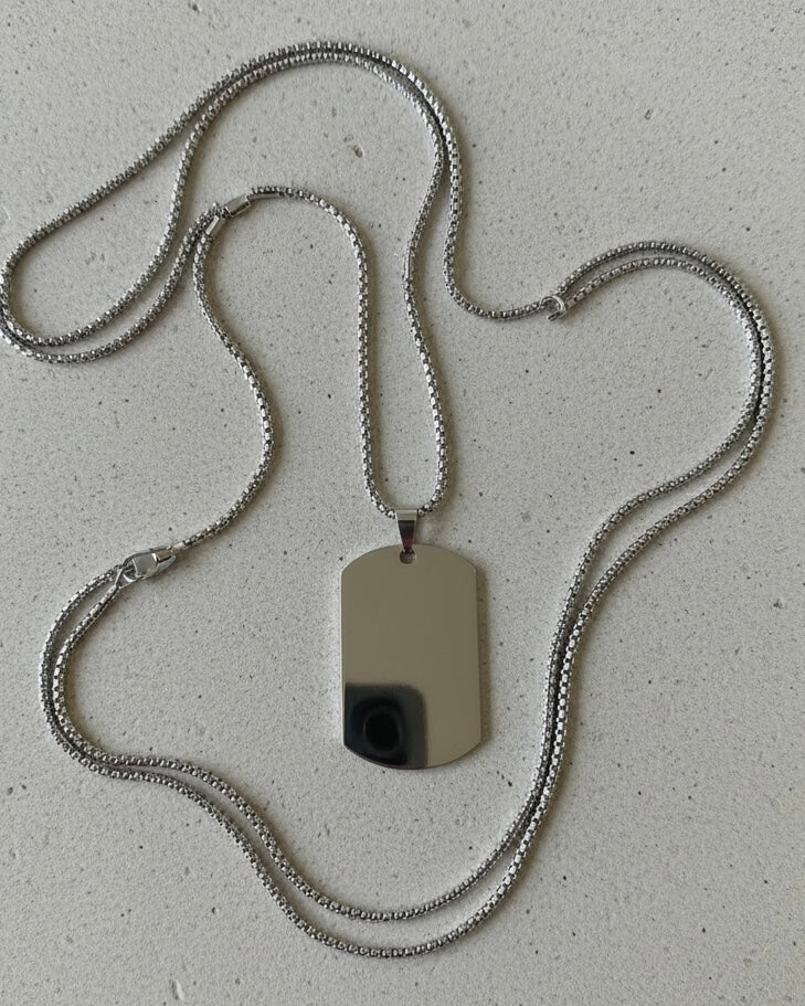 Men’s Urban Style Silver Tag Chain Necklace
