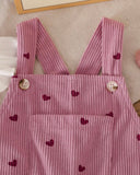 Baby Girl Heart Corduroy Overall Set, 2-Piece Winter Outfit