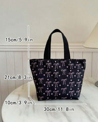 Royal Blue Bow & Heart Print Travel Tote Bag