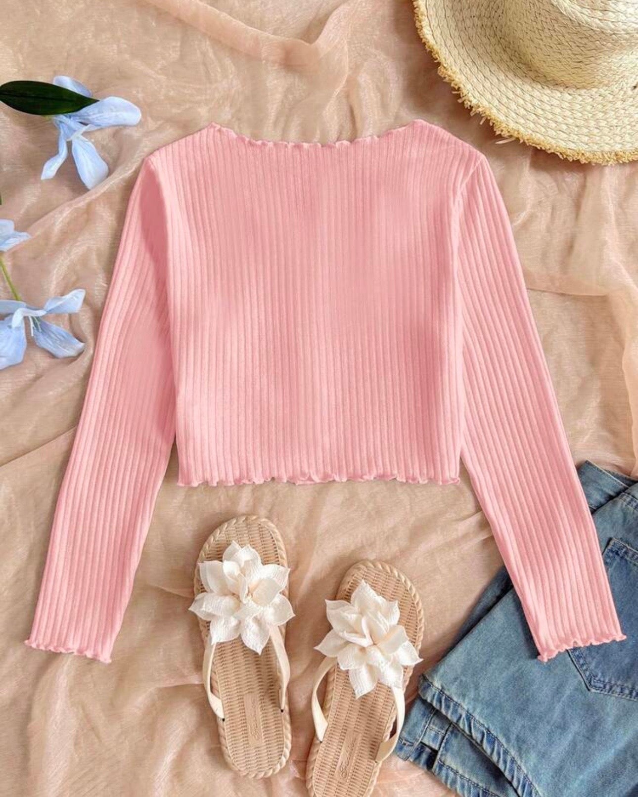 Tween Girls Ribbed V-Neck Ruffle Trim Button Front Cardigan