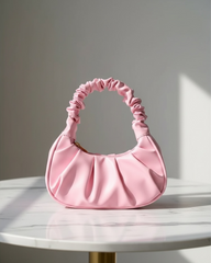 Pink Cloud Handbag for Women – Pleated Shoulder Bag